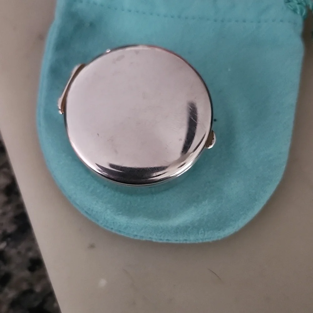 Tiffany & Co. 1837 Sterling Silver Round Pill Trinket Box With Blue Pouch - Picture 4 of 15